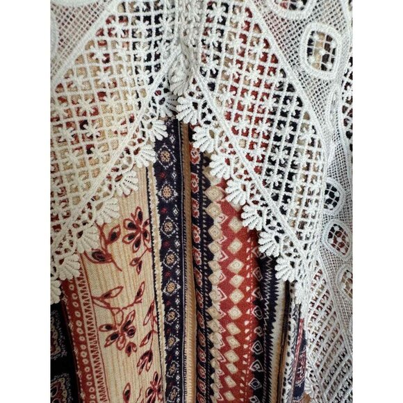 Altard' State Boho Stripe Halter Dress Lace Detail Sleeveless Y2K Hippie Peasent - Picture 12 of 12